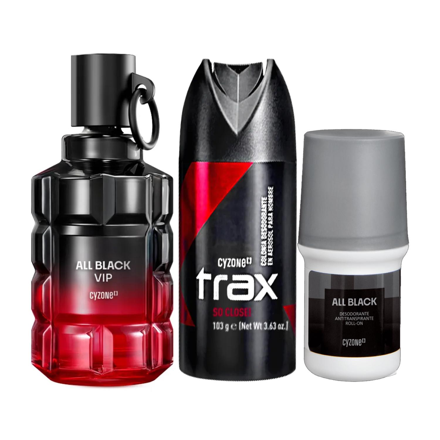 ALL BLACK VIP PERFUME DE HOMBRE CON DEO ROLL ON Y TRAX - 1