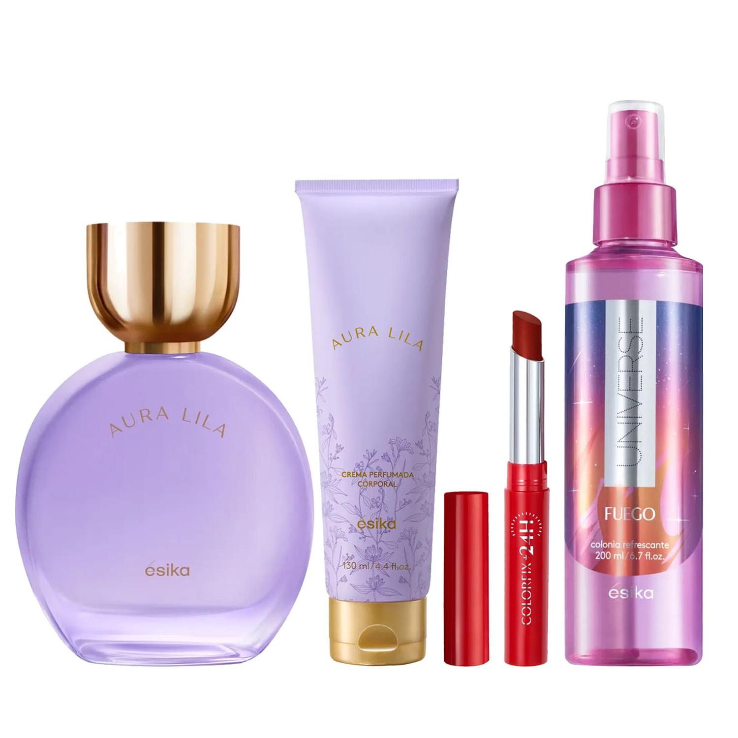 AURA LILA PERFUME DE MUJER CON LOCION LABIAL Y REFRESH - 1