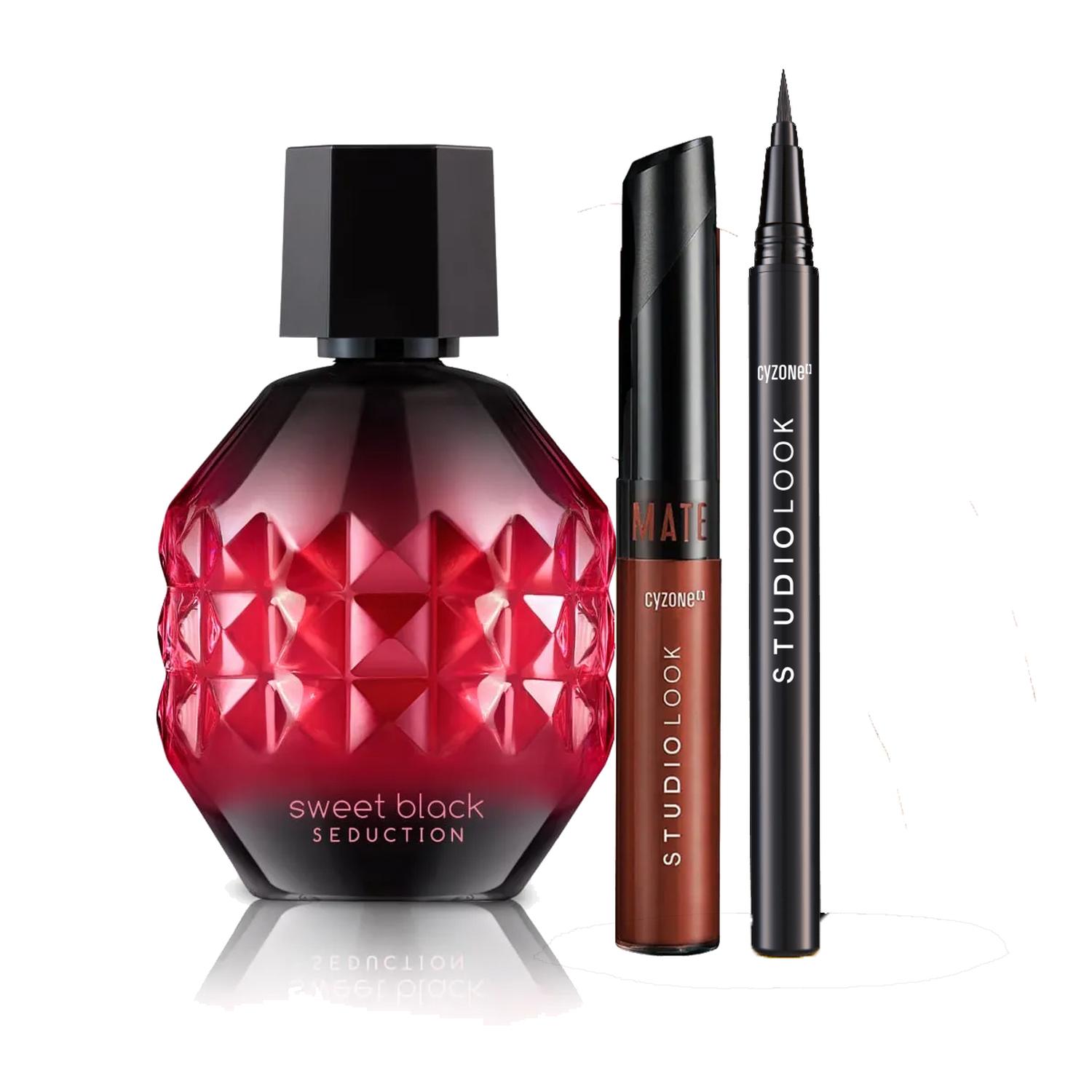 SWEET BLACK SEDUCTION PERFUME DE MUJER CON DEL Y LABIAL LIQ - 1