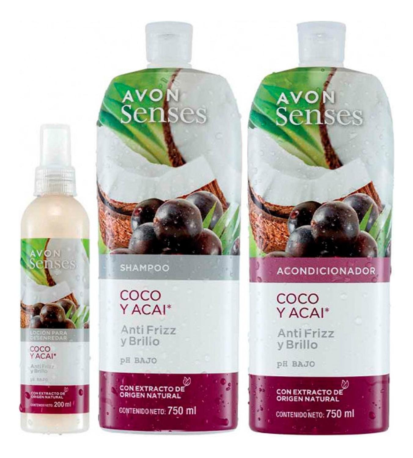 SHAMPOO ACONDICIONADOR Y SPRAY CAPILAR COCO Y ACAI AVON SENS - 1