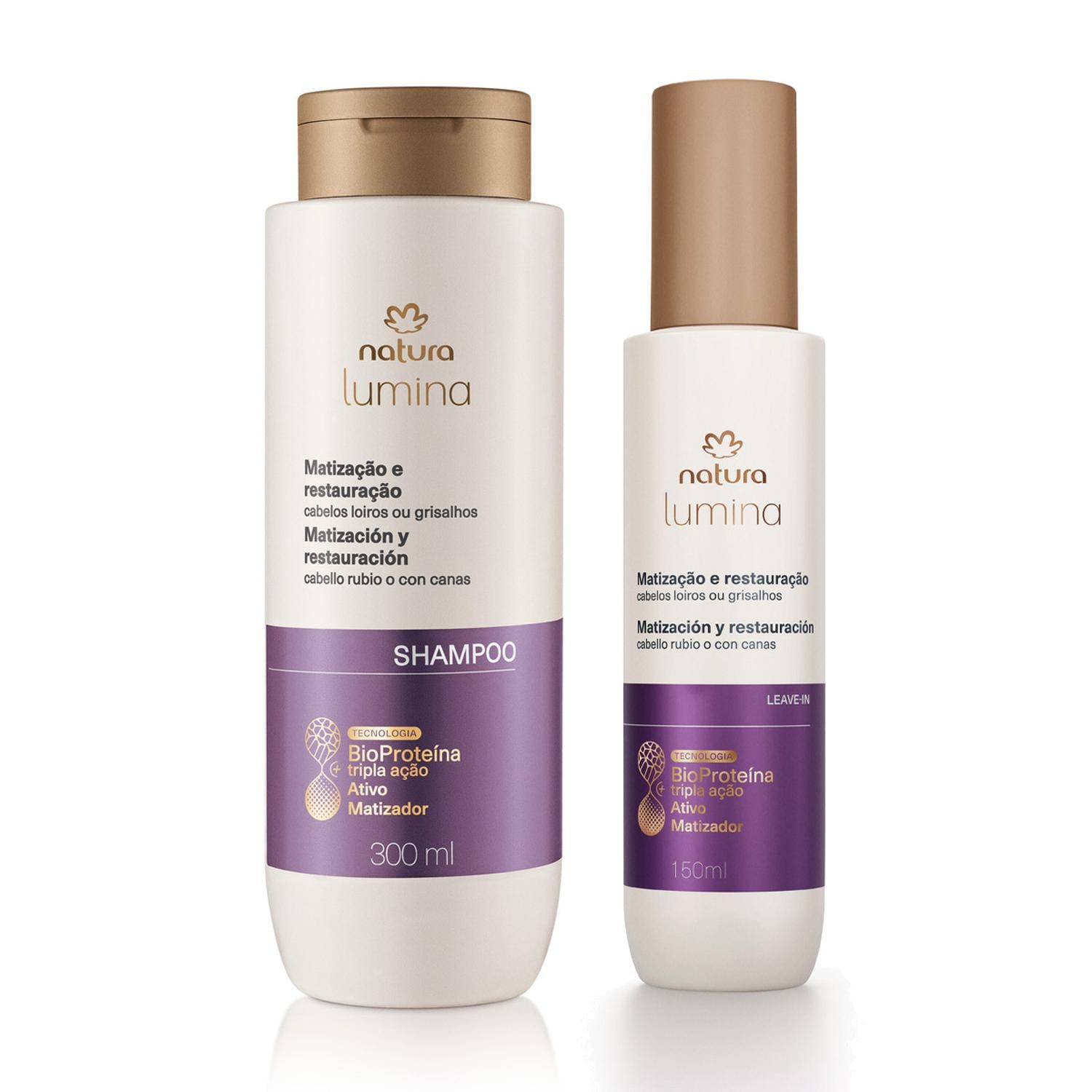 KIT LUMINA RUBIOS Y CANAS SHAMPOO CON FLUIDO MATIZADOR - 1