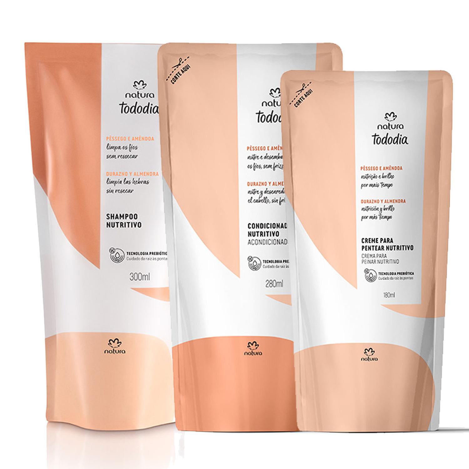 KIT REPUESTO X3 TODODIA DURAZNO Y ALMENDRA NUTRICIÓN SHAMPOO + ACONDICIONADOR Y CPP - 1