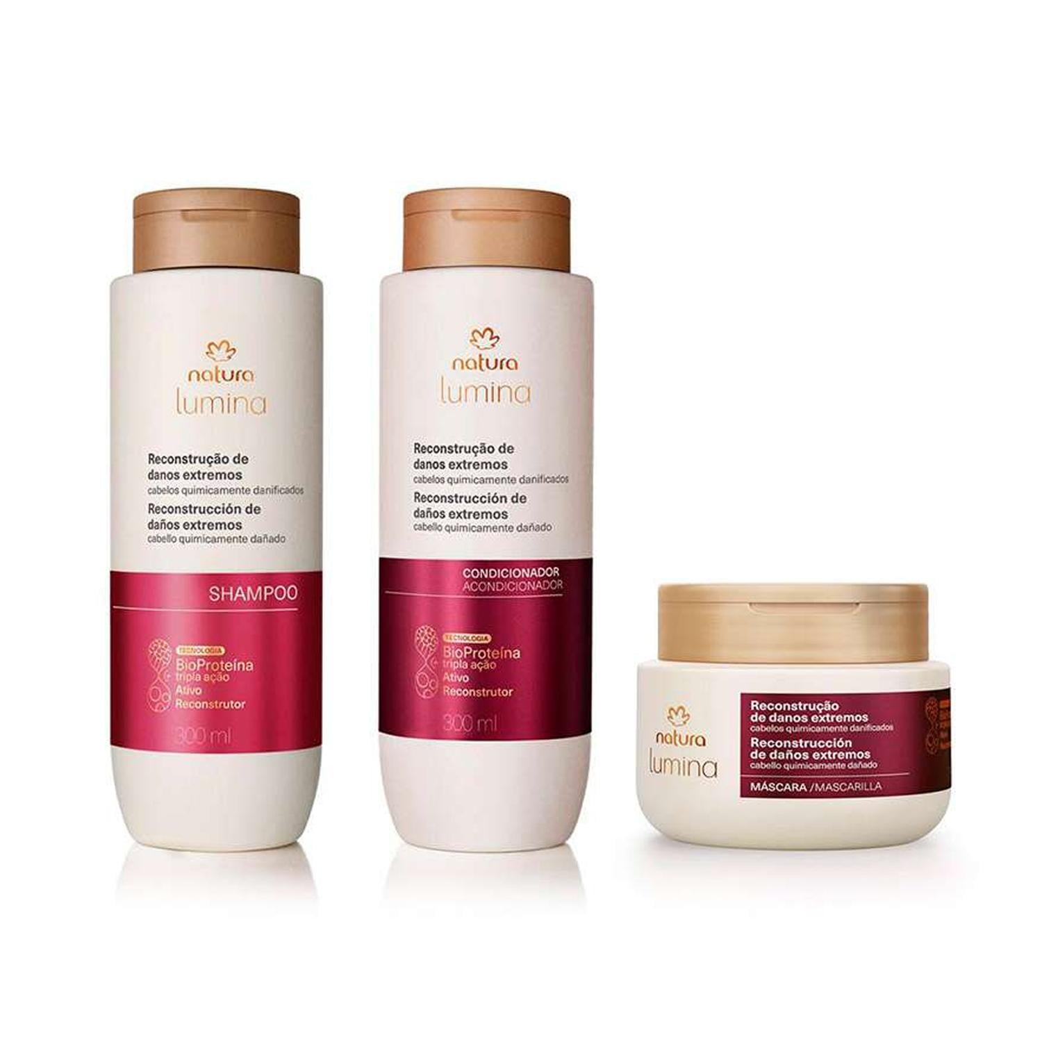 KIT LUMINA RECONSTRUCCIÓN CABELLOS DAÑADOS SHAMPOO CON ACONDICIONADOR Y MASCARA - 1
