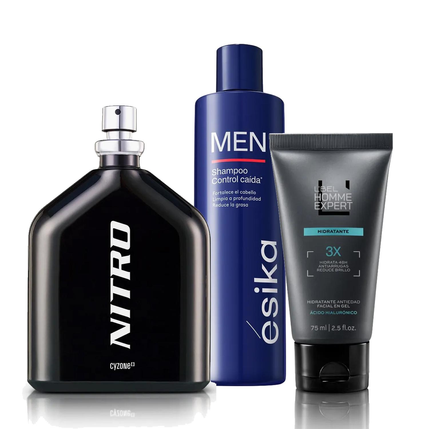 KIT NITRO FRAGANCIA CON SHAMPOO ANTICAIDA E HIDRATANTE ANTIEDAD - 1