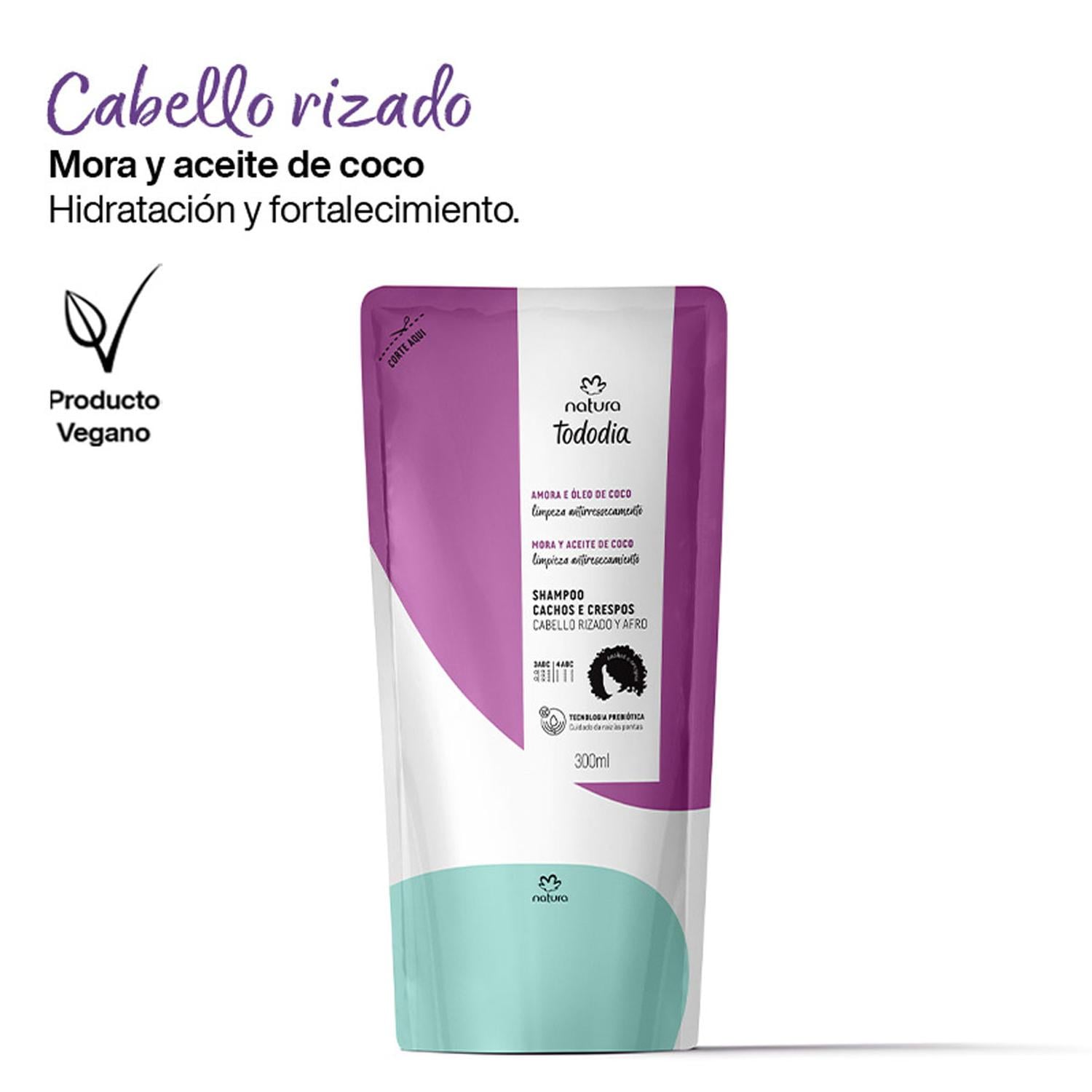 REPUESTO SHAMPOO HIDRATACIÓN MORA Y ACEITE DE COCO TODODIA 300ML - 1