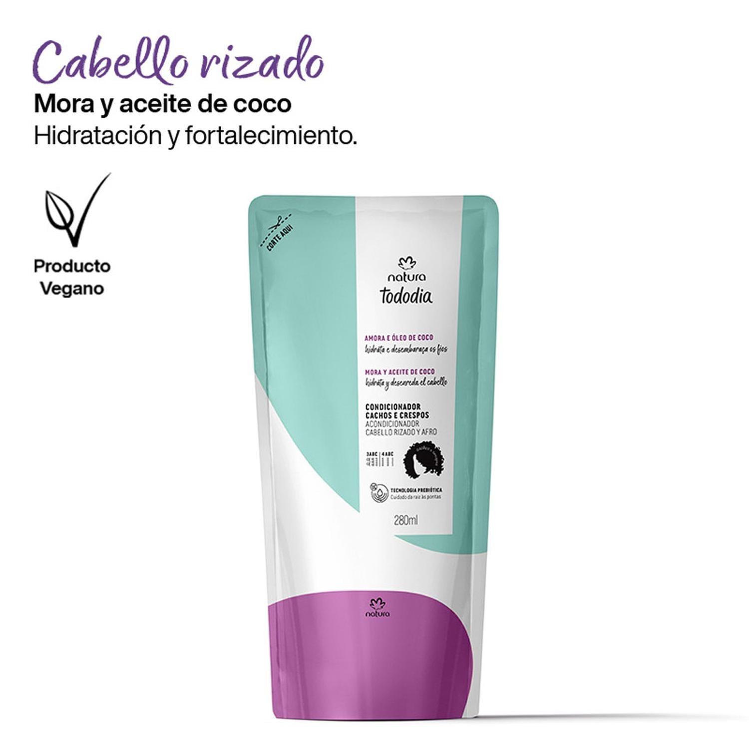 REPUESTO ACONDICIONADOR HIDRATACIÓN MORA Y ACEITE DE COCO TODODIA 300ML - 1