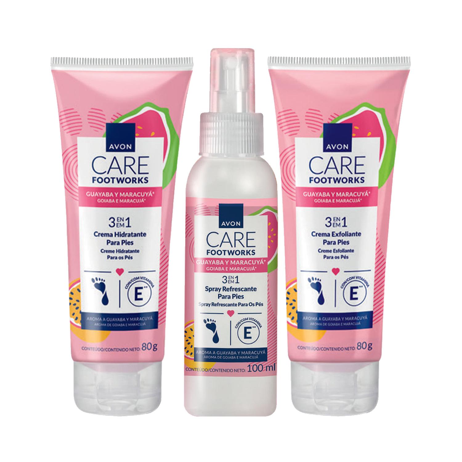 KIT PIES X3 FOOTWORKS GUAYABA Y MARACUYÁ SPRAY, HIDRA Y EXFOLIANTE - 1