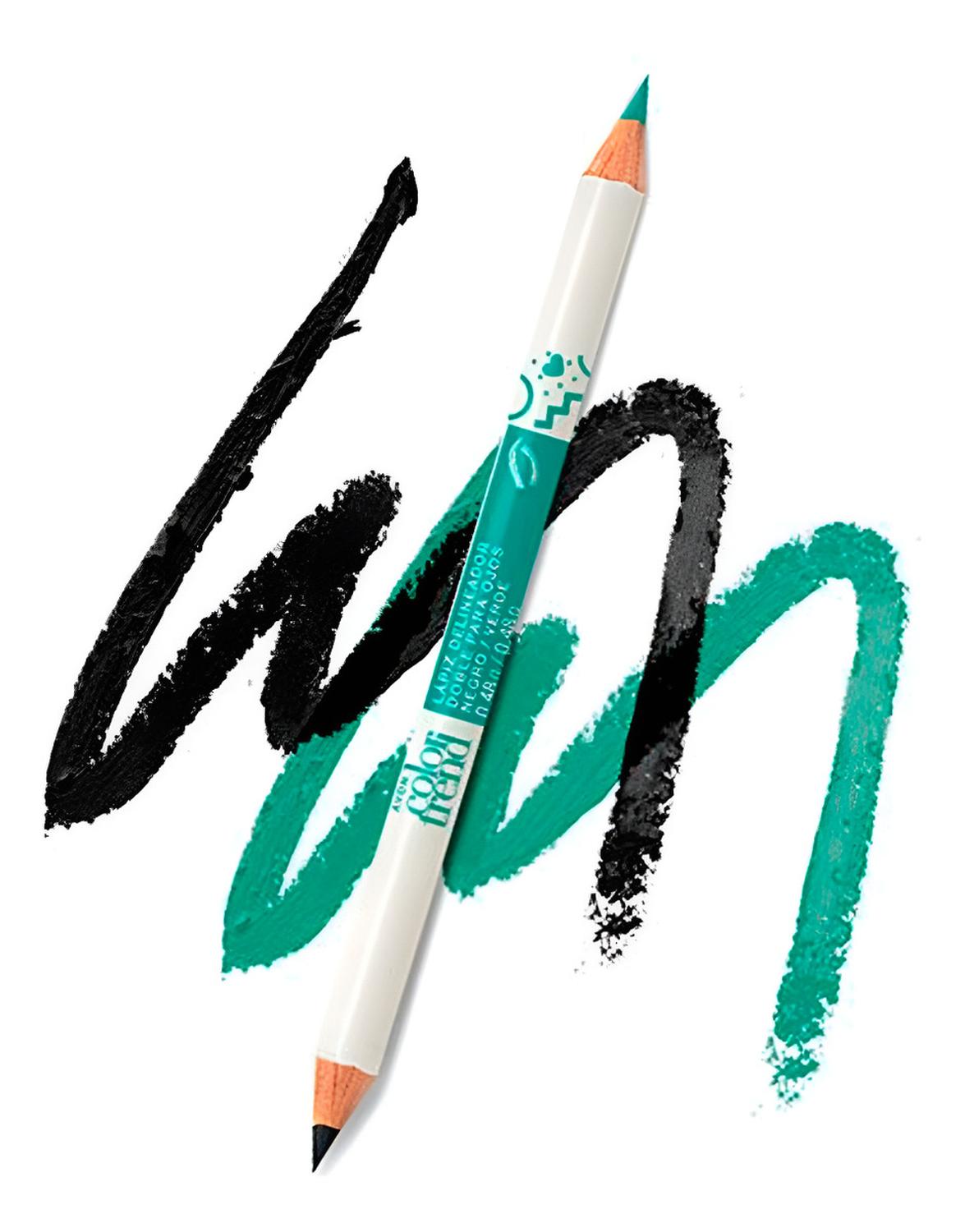 LÁPIZ DELINEADOR DOBLE PARA OJOS NEGRO - VERDE COLOR TREND MATE - 1