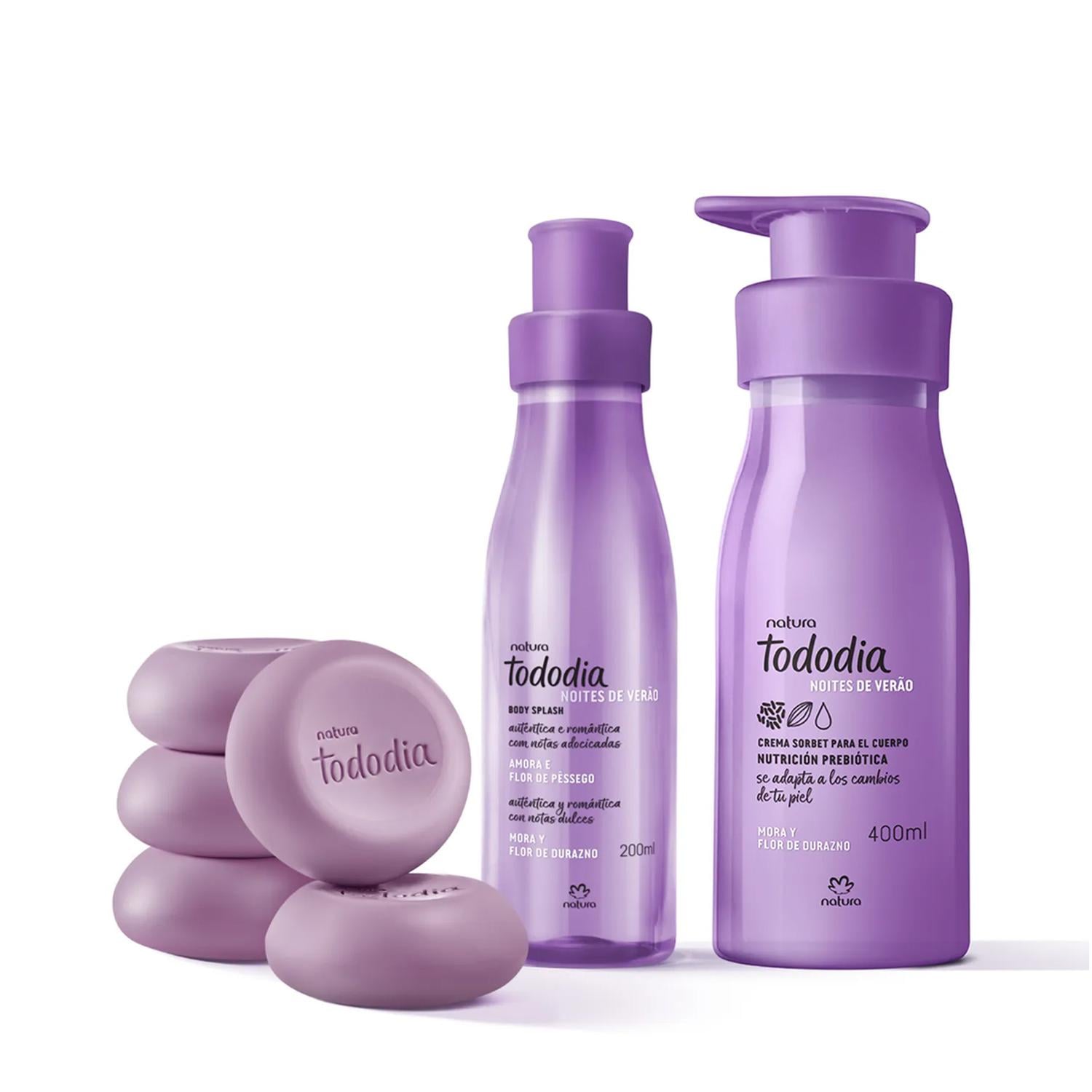 TODODIA KIT X3 NOCHES DE VERANO MORA Y FLOR DE DURAZNO CREMA JABONES Y SPRAY - 1