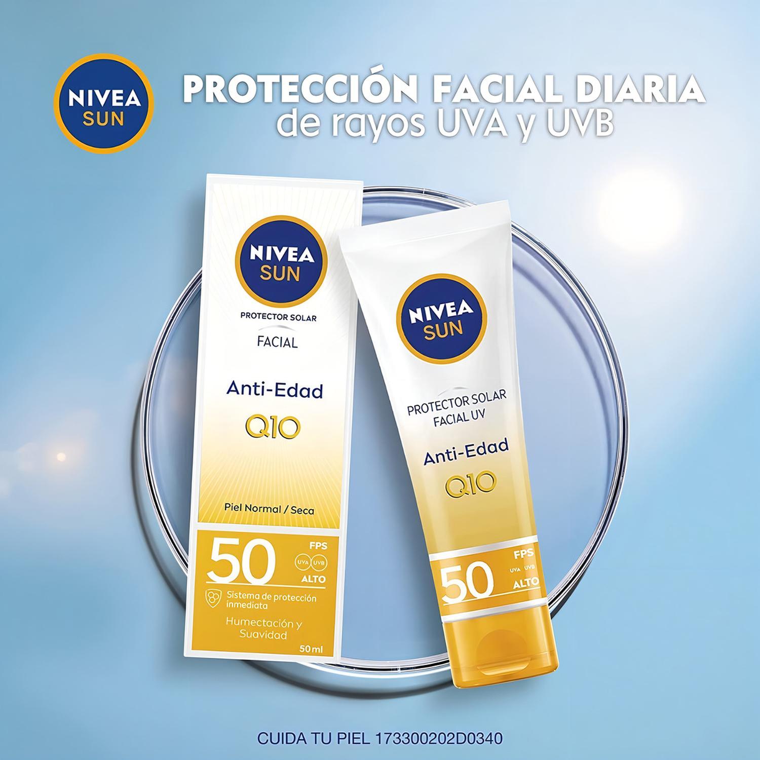 PROTECTOR SOLAR FACIAL NIVEA SUN ANTI EDAD Q10 FPS50+ 50 ML - 2