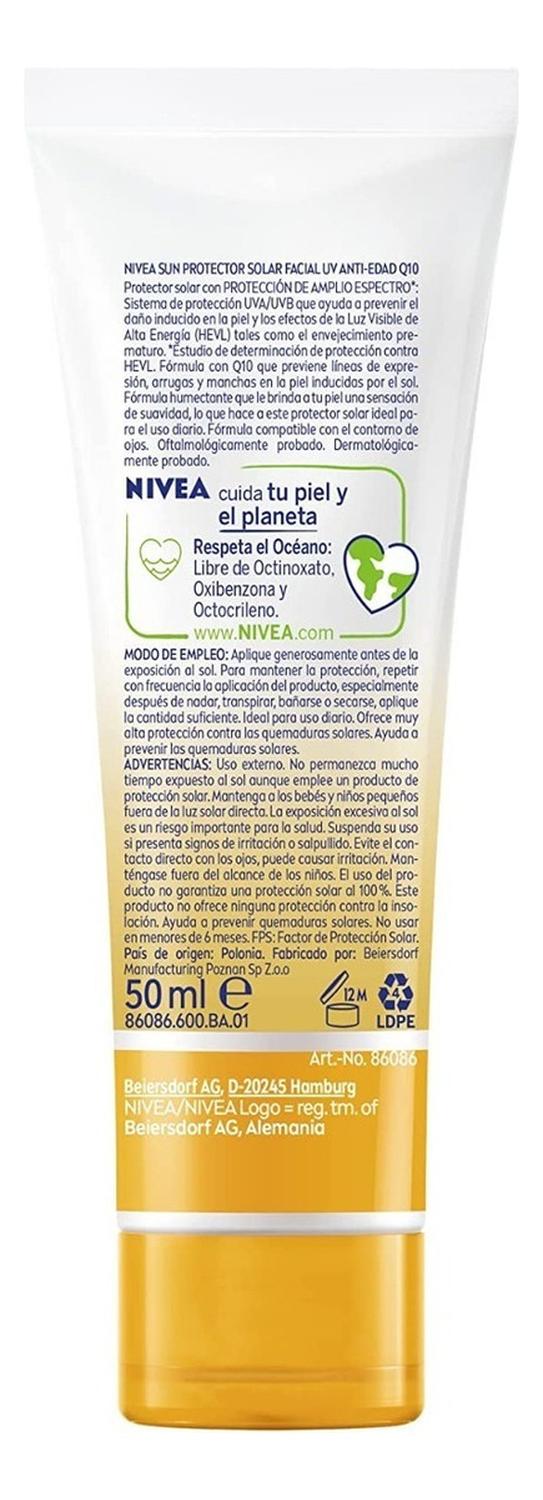 PROTECTOR SOLAR FACIAL NIVEA SUN ANTI EDAD Q10 FPS50+ 50 ML - 3