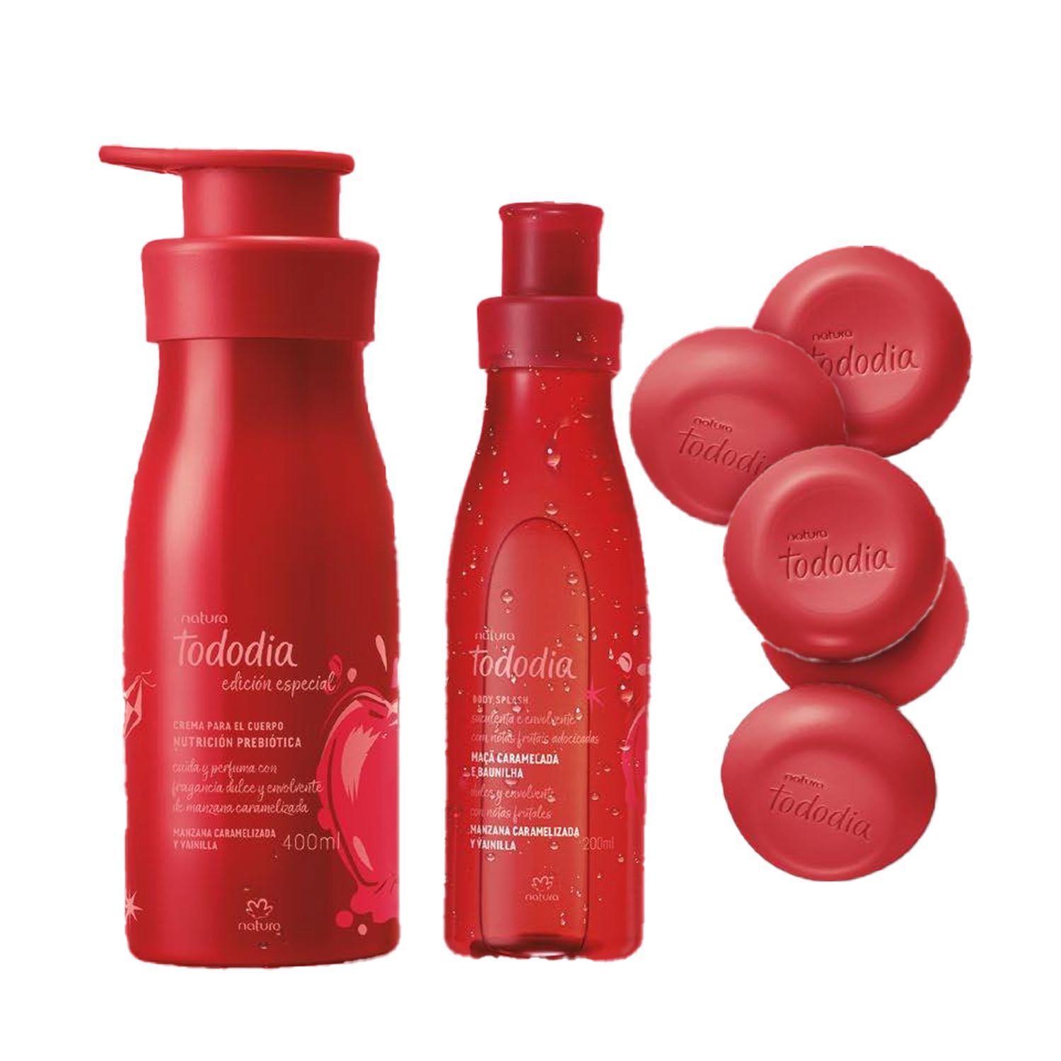 KIT X3 TODODIA MANZANA CARAMELIZADA Y VAINILLA CREMA CUERPO SPRAY Y JABONES - 1