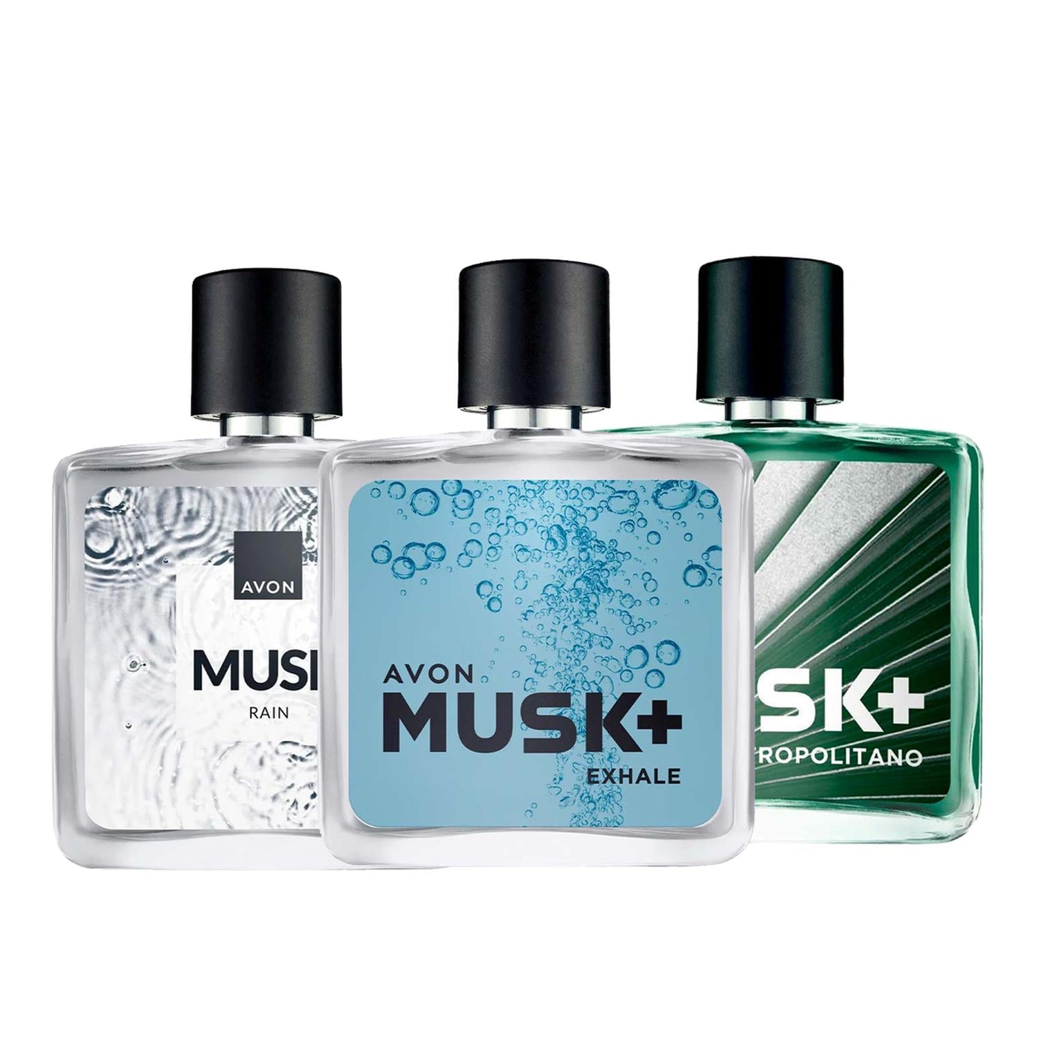 KIT X3 MUSK EXHALE CON MUSK RAIN Y MUSK METROPOLITANO FRAGANCIA DE HOMBRE - 1