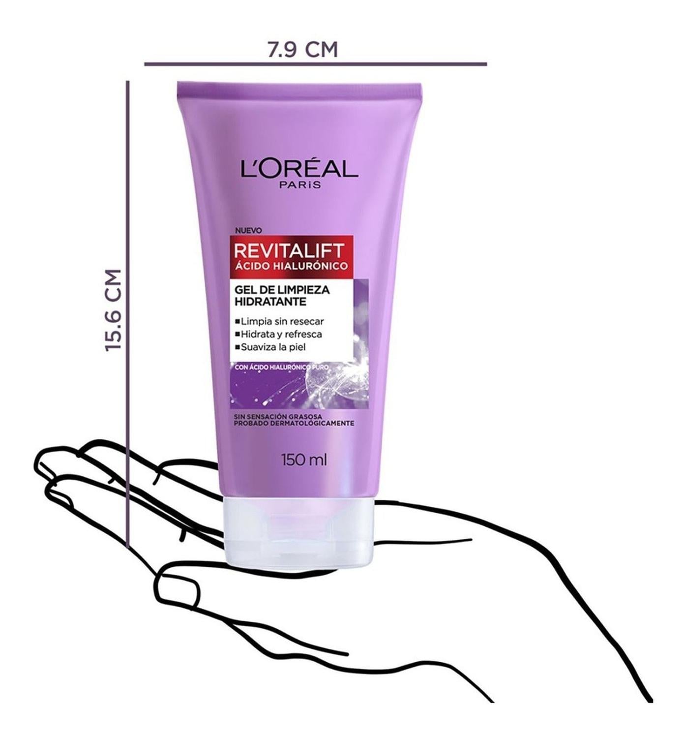 GEL DE LIMPIEZA HIDRATANTE ÁCIDO HIALURÓNICO LOREAL PARIS - 3