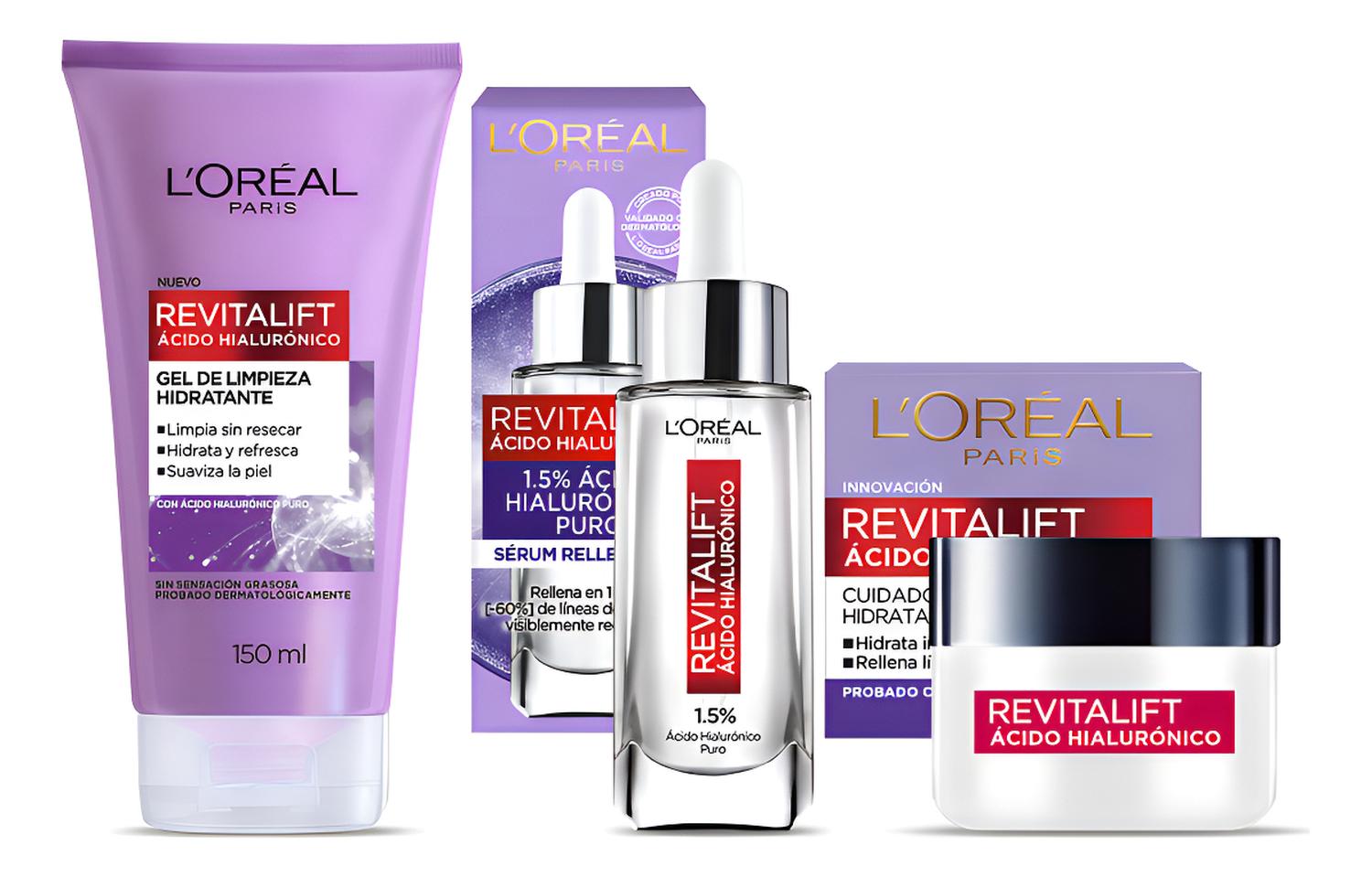KIT L'ORÉAL PARIS ÁCIDO HIALURÓNICO GEL + CREMA DÍA + SÉRUM - 1