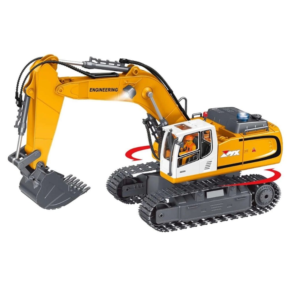 EXCAVADORA CONTROL REMOTO BLANCO (SONIDO, LUCES Y VAPOR) 1/18 - 1