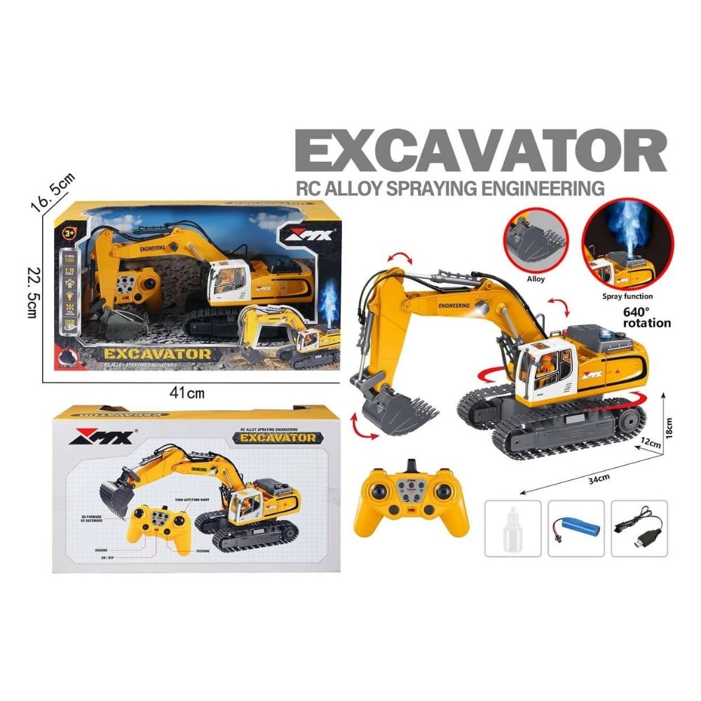 EXCAVADORA CONTROL REMOTO BLANCO (SONIDO, LUCES Y VAPOR) 1/18 - 2