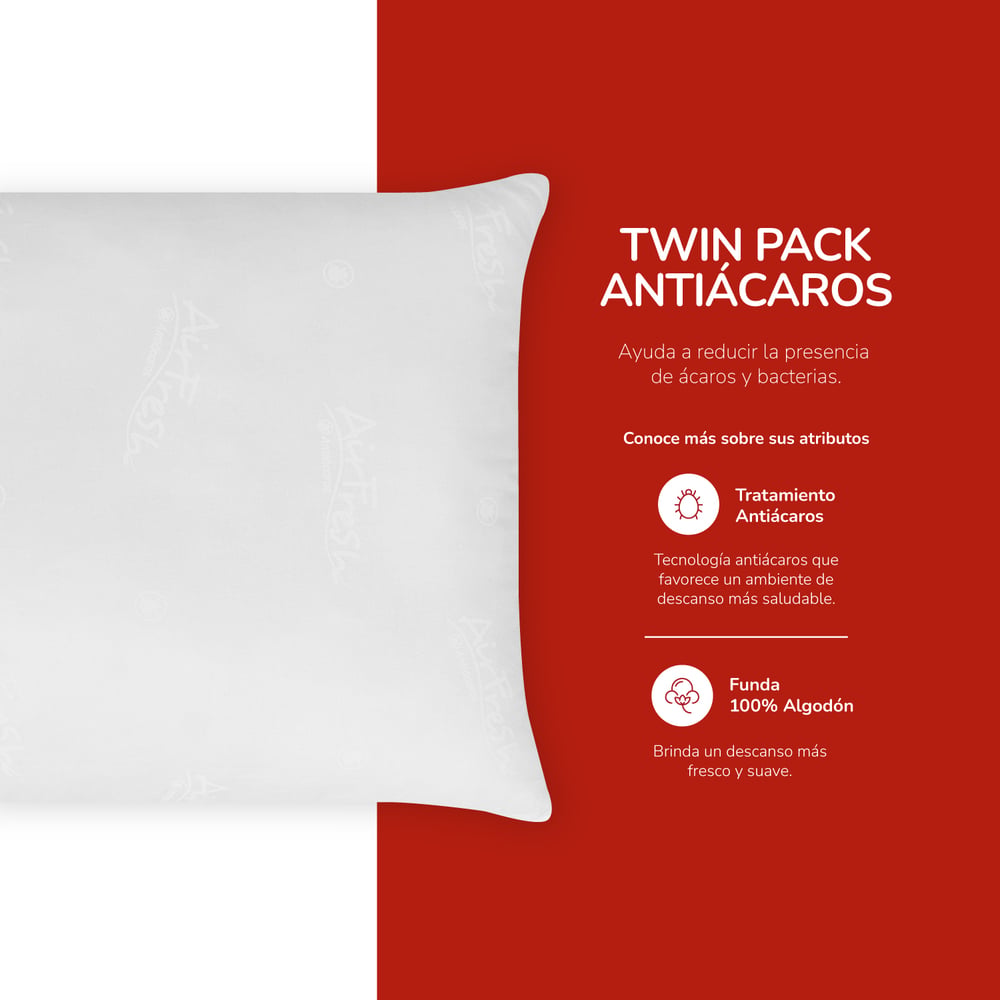 ALMOHADA TWINPACK ANTIÁCAROS - TECHNODREAM 65X50 CM - 4