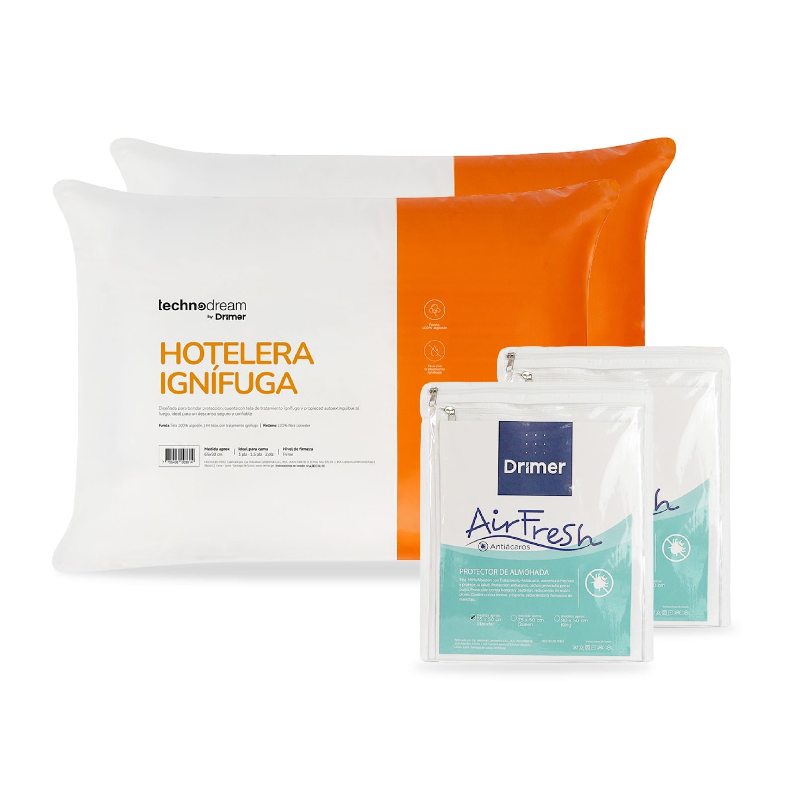Pack Protege 2 Almohadas + 2 Protectores 65x50 cm - 1