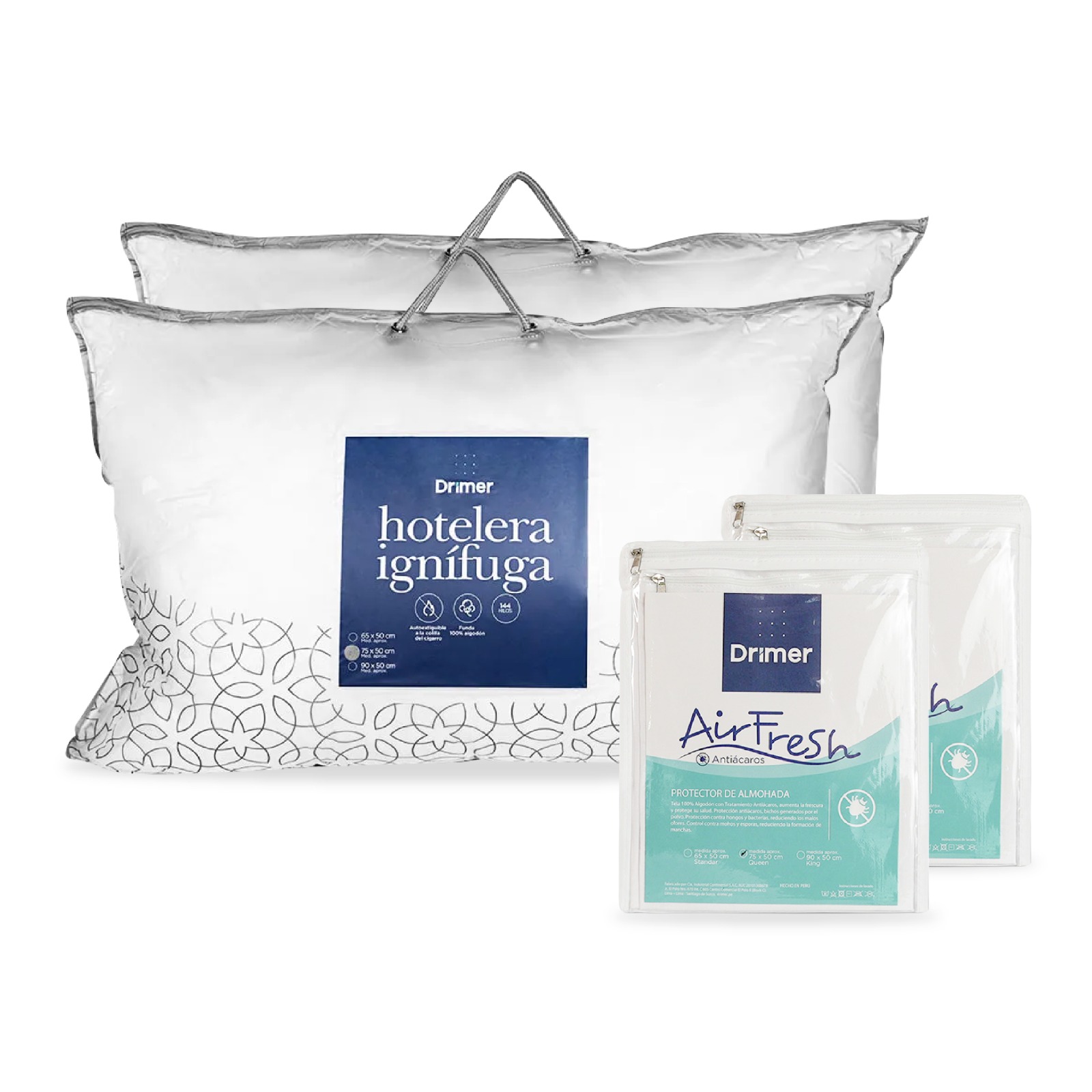 Pack Protege - 2 Almohadas + 2 Protectores (75x50 cm) - 1