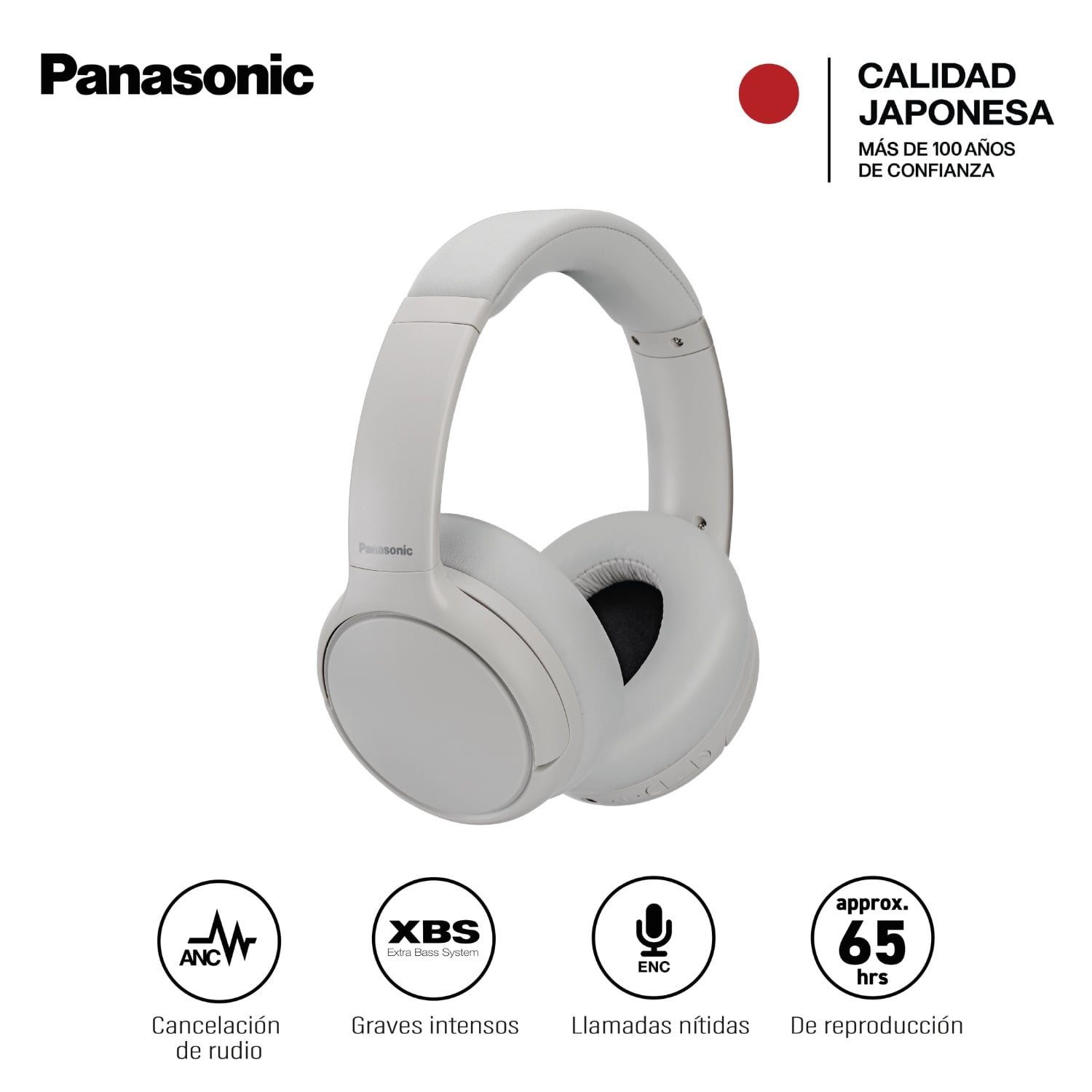 AUDÍFONOS BLUETOOTH PANASONIC M600 BEIGE CON CANCELACIÓN DE RUIDO ANC - 1