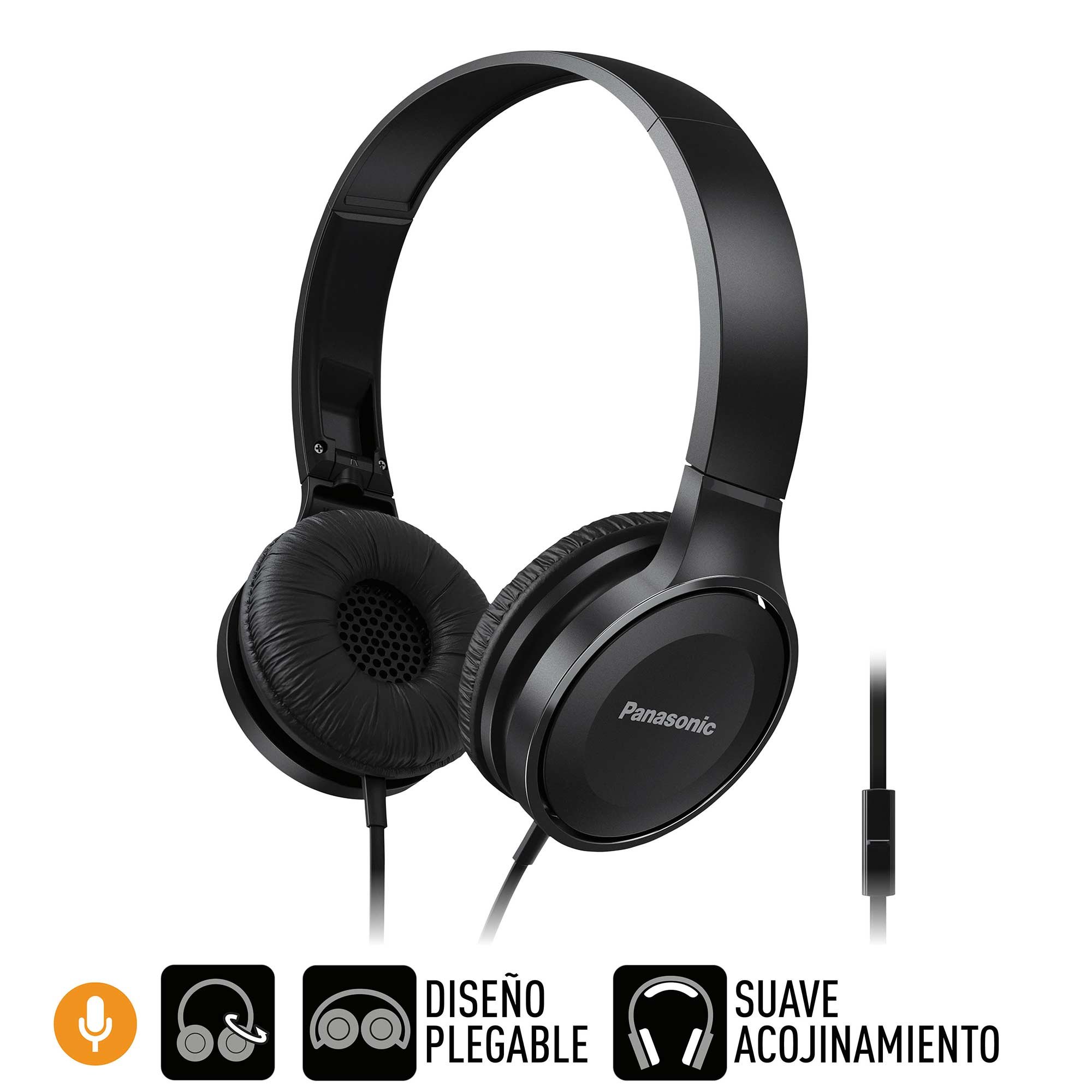 AUDÍFONOS C/MICRÓFONO PANASONIC HF100 NEGRO CON CABLE VINCHA JACK 3.5MM - 1