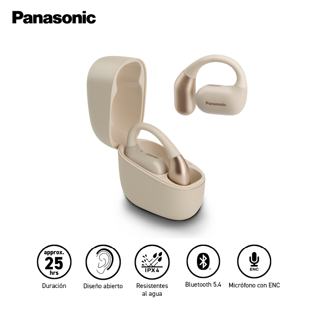 AUDÍFONOS INALÁMBRICOS TRUE WIRELESS PANASONIC RB-F10DE-C BEIGE OPEN EAR BLUETOOTH - 1