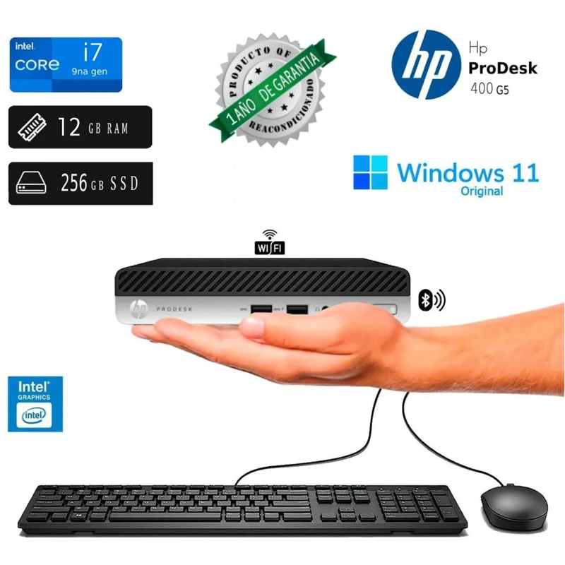 HP PRODESK 400 G5 MINI PC INTEL CORE I7 9700T 12GB RAM 256GB SSD REACONDICIONADA 1 AÑO DE GARANTÍA - 1