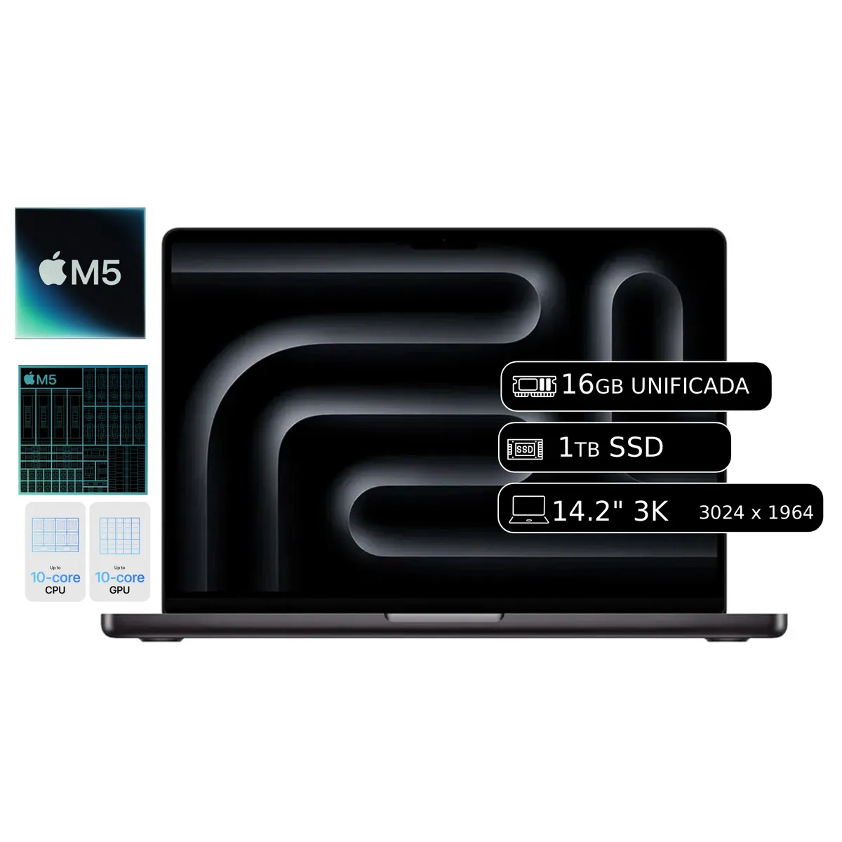 MACBOOK PRO 14' CHIP M5 16GB RAM 1TB SSD + MONITOR LED 24' + TECLADO Y MOUSE MACOS - 1
