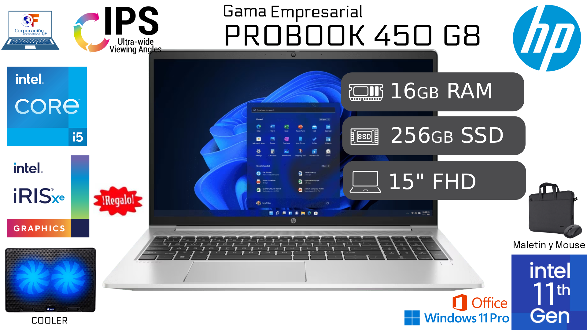 LAPTOP HP PROBOOK 450 G8 I5 11VA 16GB RAM 256GB SSD