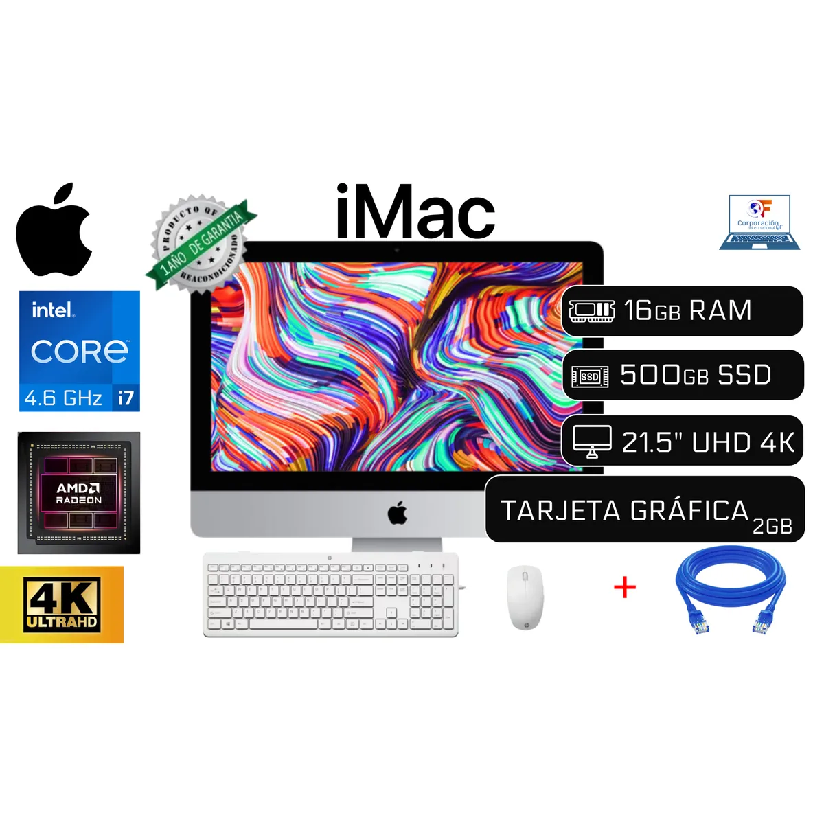 APPLE IMAC I7 4.6 GHZ 16GB RAM 500GB SSD VIDEO 2GB GDDR5 21.5' 4K + HDD 1TB - 1