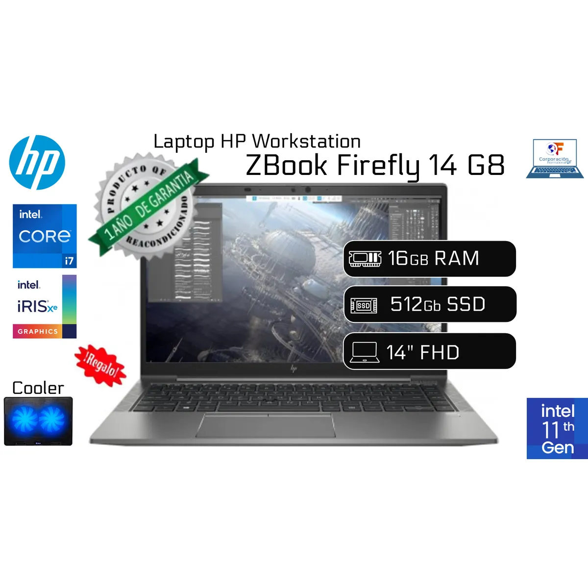 LAPTOP HP ZBOOK FIREFLY 14 G8 I7 11VA 16GB RAM 512GB SSD REACONDICIONADA 1 AÑO GARANTÍA - 1