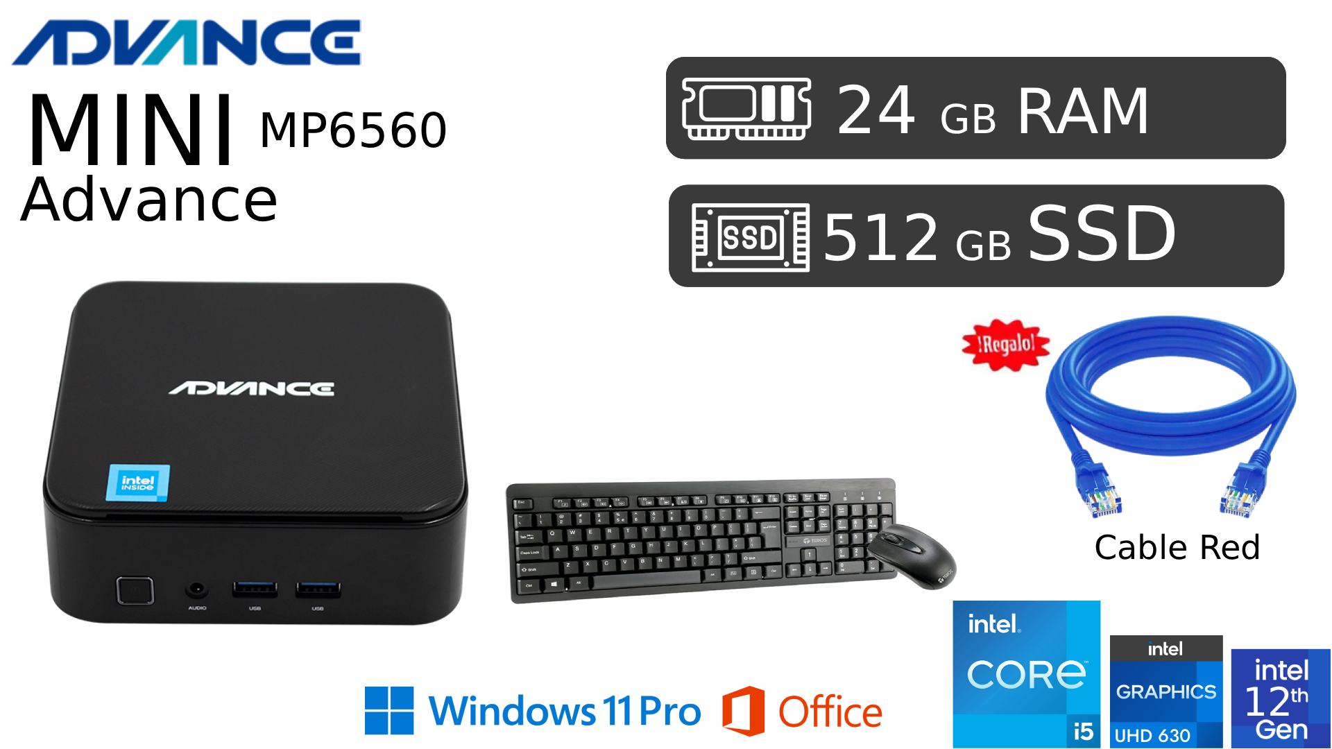 NUEVA COMPUTADORA PC INTEL CI5 12VA 12450H 24GB RAM 512 SSD + HDD 1TB EXT - 1