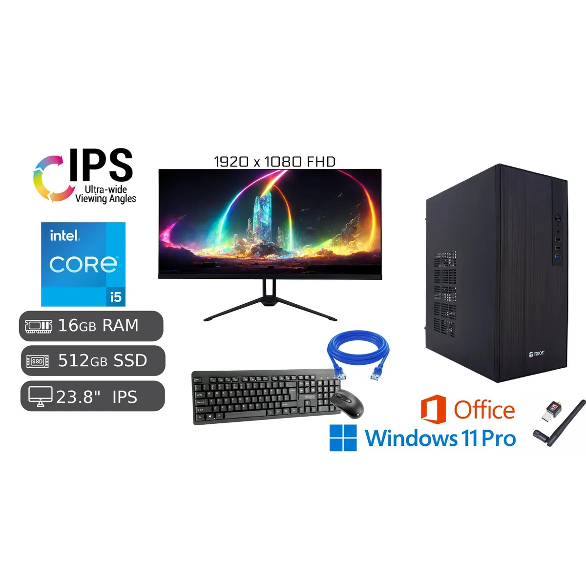 PC INTEL CORE I5 3.60 GHZ 16GB RAM 512GB SSD + MONITOR 23.8 FHD IPS - 1