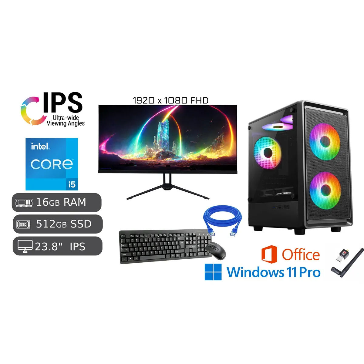 PC INTEL CORE I5 3.60 GHZ 16GB RAM 512GB SSD + MONITOR 23.8 FHD IPS - 2