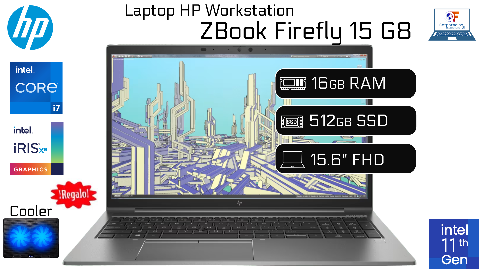 LAPTOP HP WORKSTATION ZBOOK FIREFLY 15 G8 I7 11VA RAM 32GB 512 SSD 15.6' REACONDICIONADA GARANTÍA 1 AÑO - 1