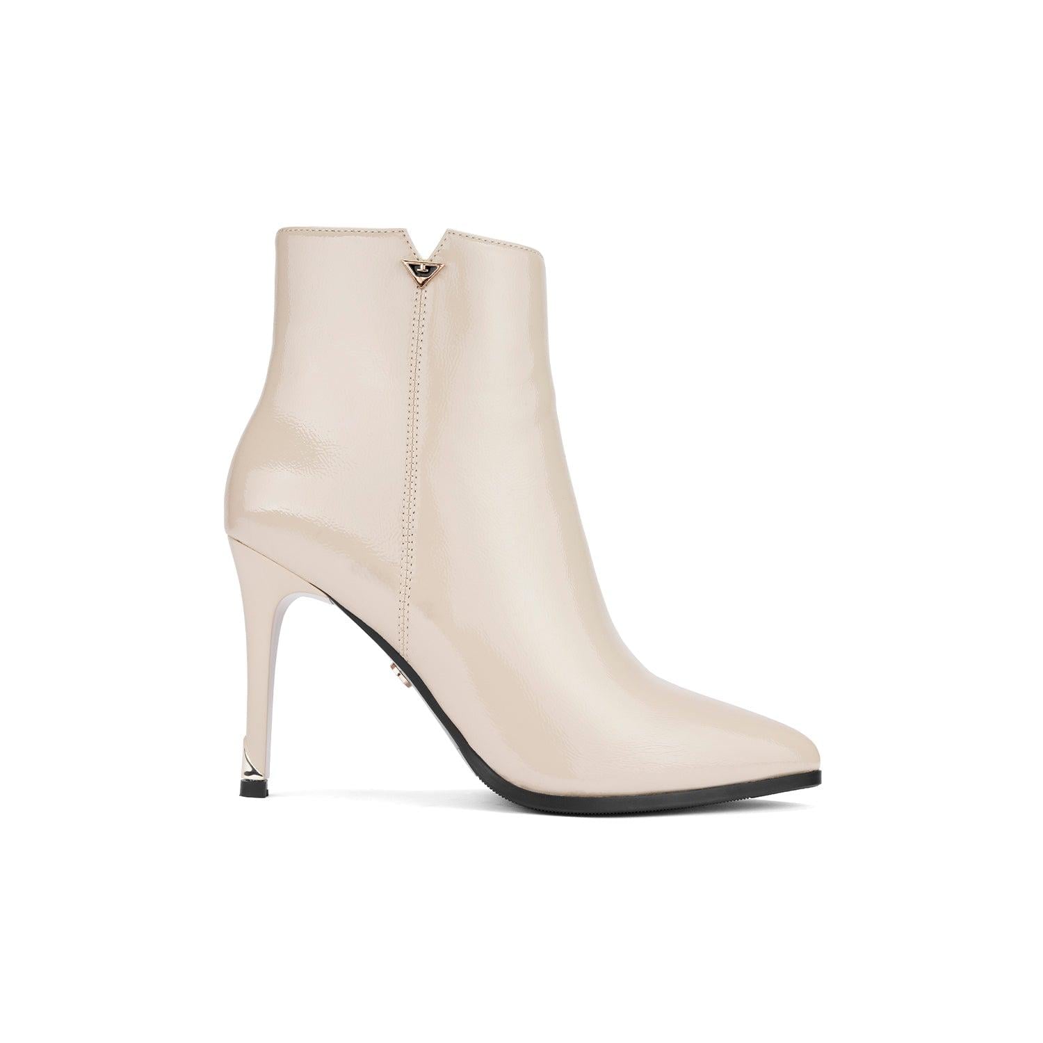BOTIN VIA UNO BK211 CREMA NAPA CHAROL TACO 9.5 CM - 2