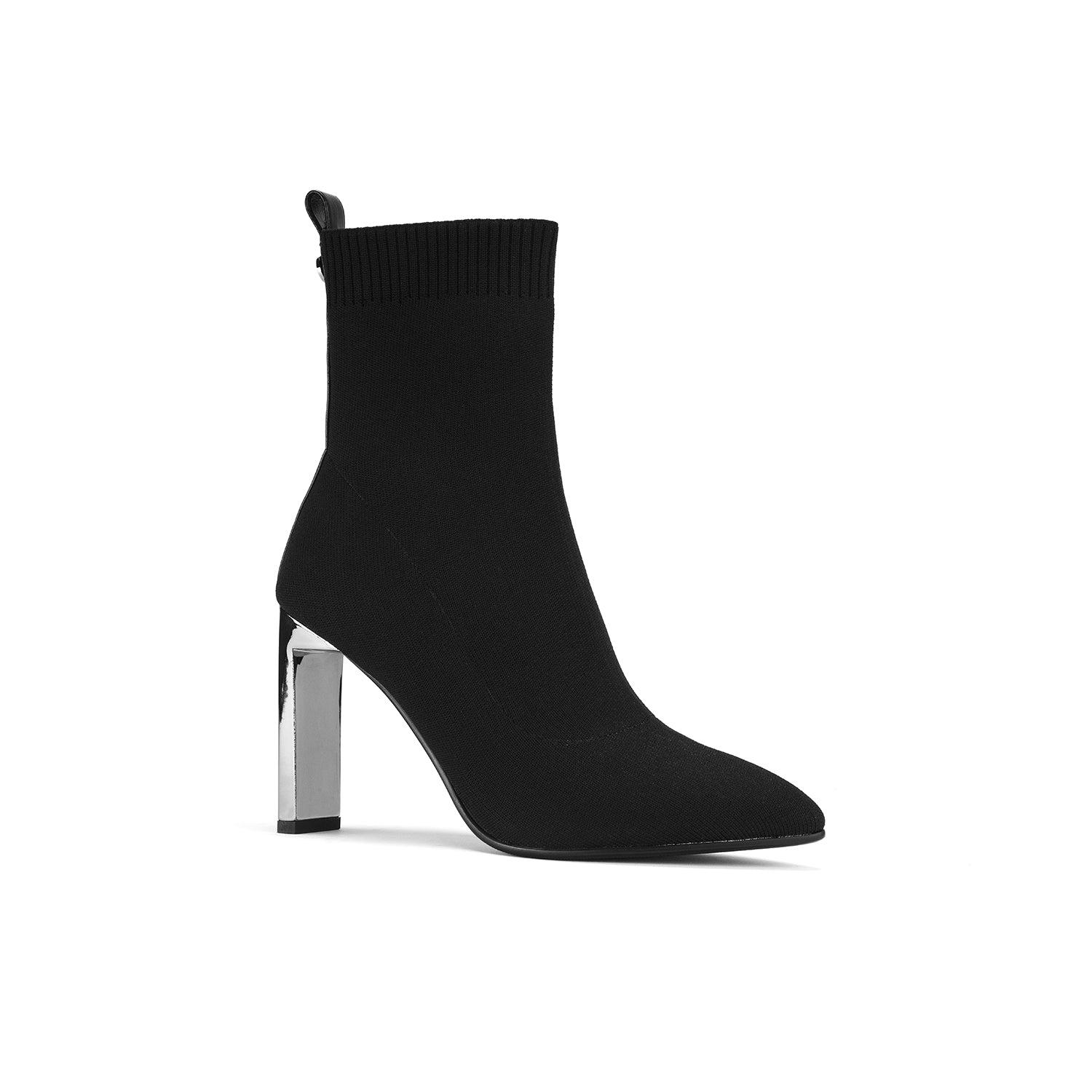 BOTIN VIA UNO DF2823 NEGRO TEXTIL TACO 9 - 1