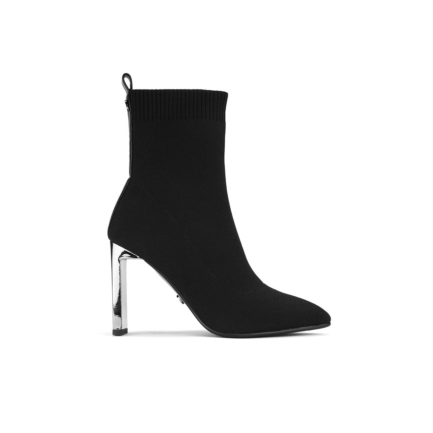 BOTIN VIA UNO DF2823 NEGRO TEXTIL TACO 9 - 2