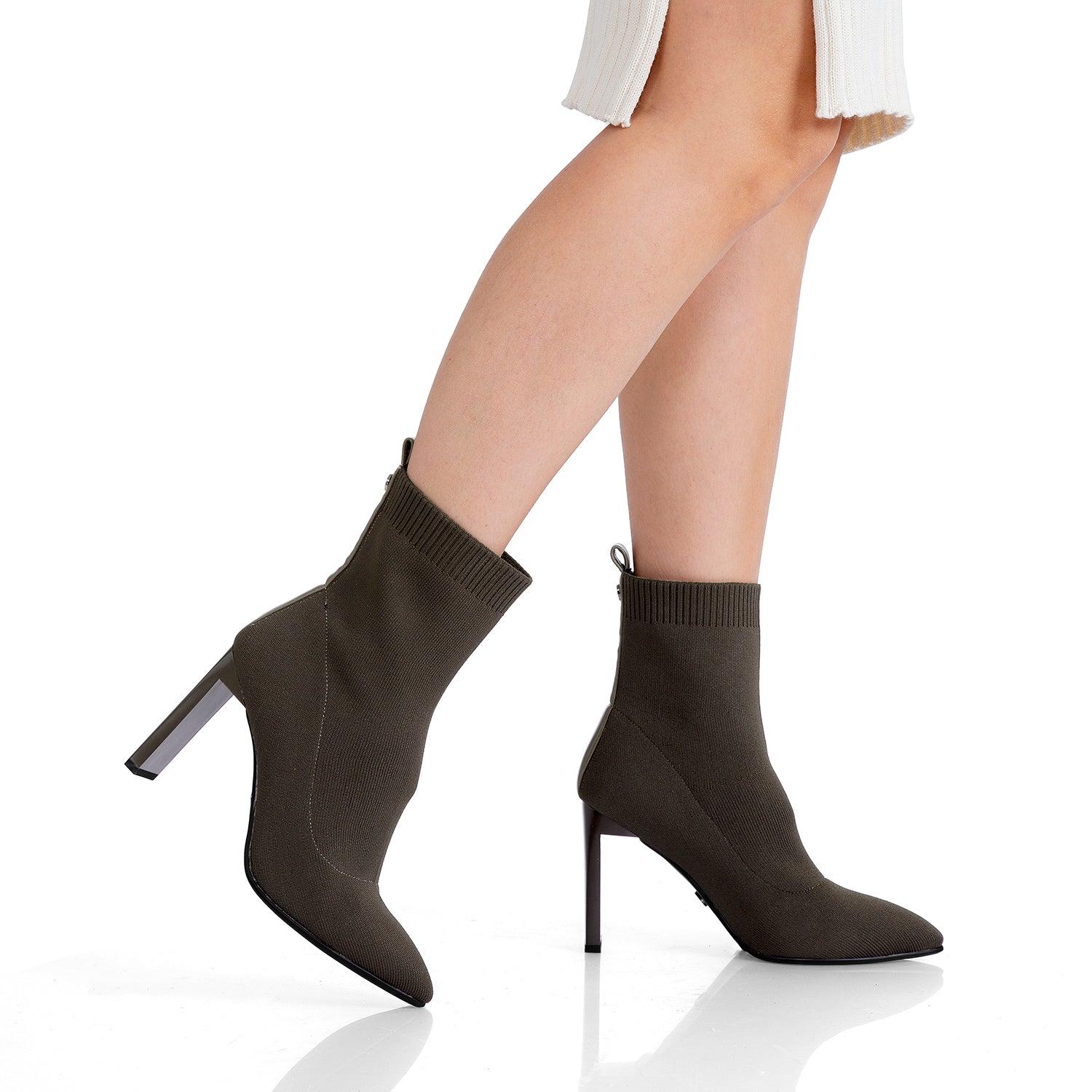 BOTIN VIA UNO DF2823 MARRÓN TEXTIL TACO 9 - 4