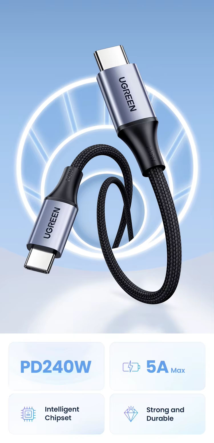 CABLE ULTRA CARGA RAPIDA - 240W TIPO C - UGREEN - 3