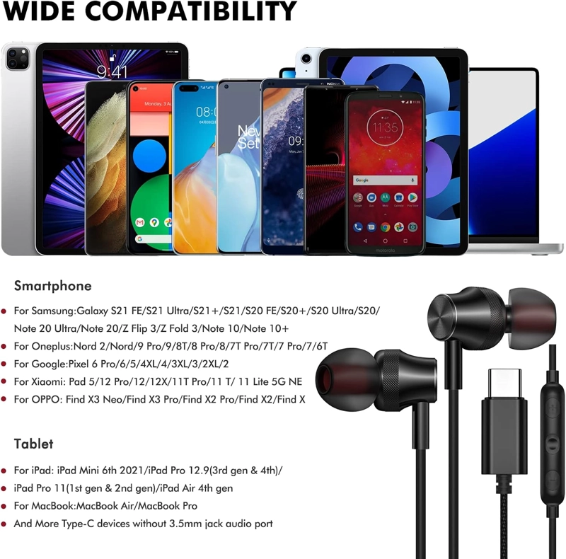 AUDIFONO AURICULAR TIPO C PARA ANDROID Y IPHONE - 3