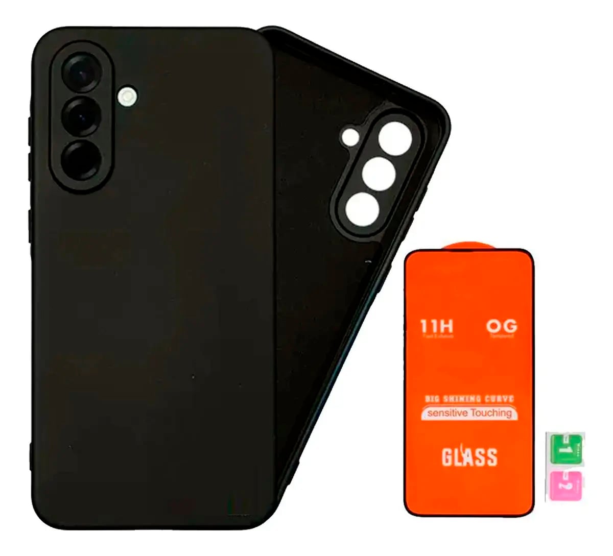 CASE FUNDA SAMSUNG A56 5G NEGRO CON MICA DE VIDRIO - 1