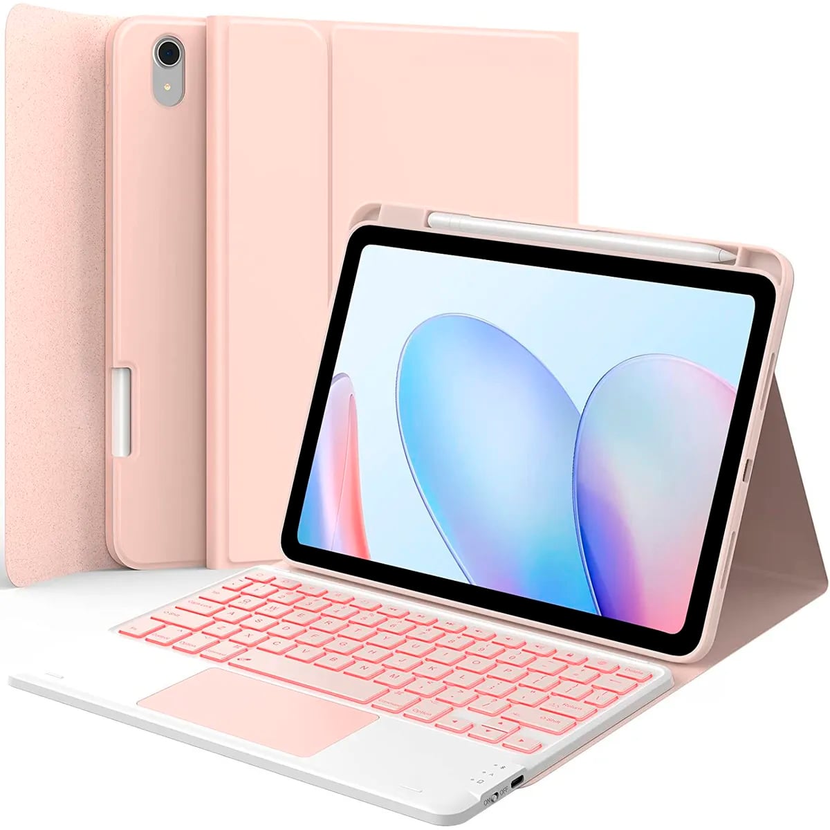 CASE IPAD A16 CON TECLADO ROSA - 1