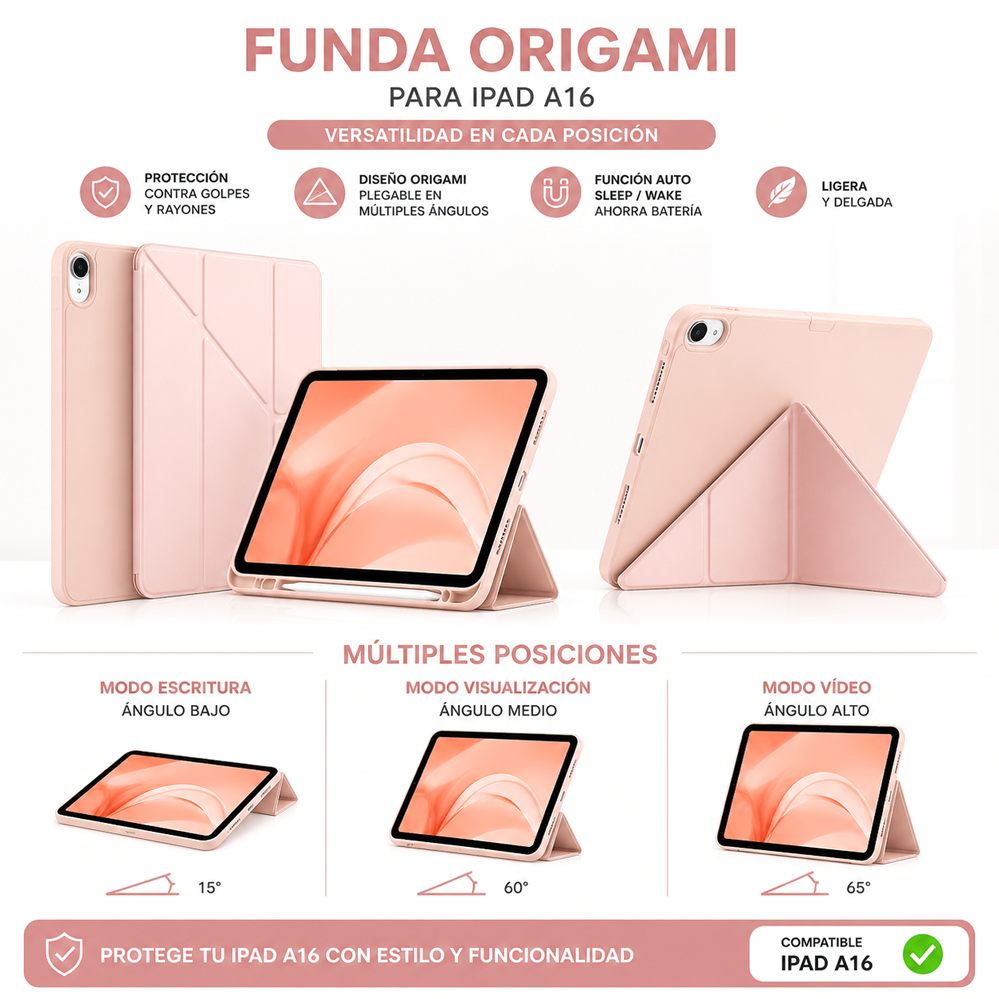 FUNDA IPAD A16 PALO ROSA ORIGAMI - 1