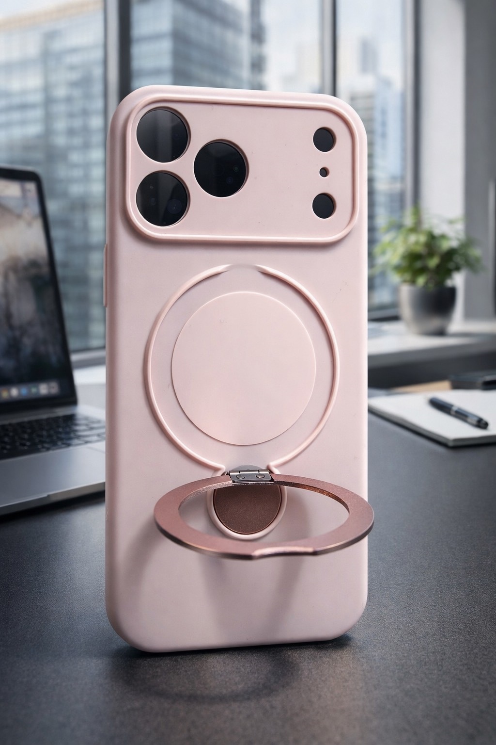 CASE FUNDA IPHONE 17 PRO PALO ROSA - MAGSAFE Y SOPORTE - 2