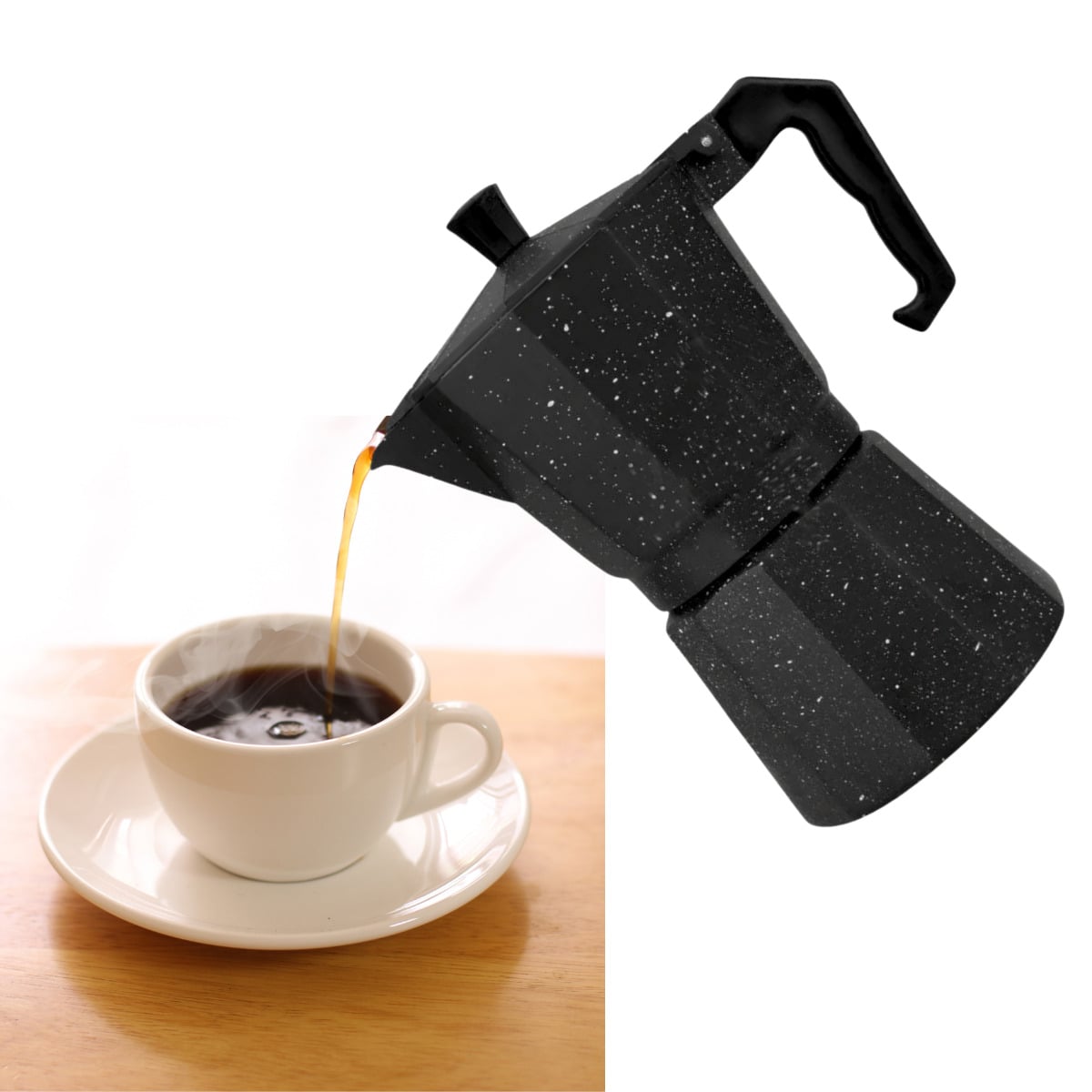 CAFETERA ITALIANA MOKA DE 9 TAZAS COLOR NEGRO DE 450 ML - 6