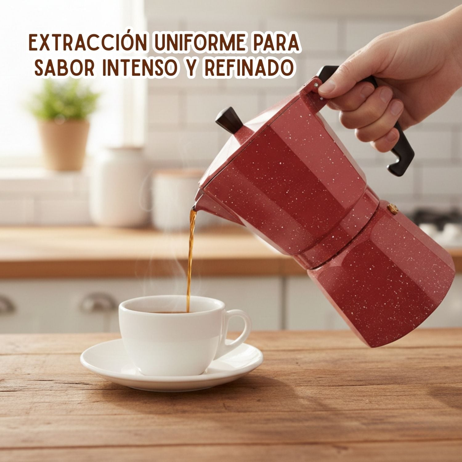 CAFETERA ITALIANA MOKA DE 12 TAZAS COLOR ROJO - 5