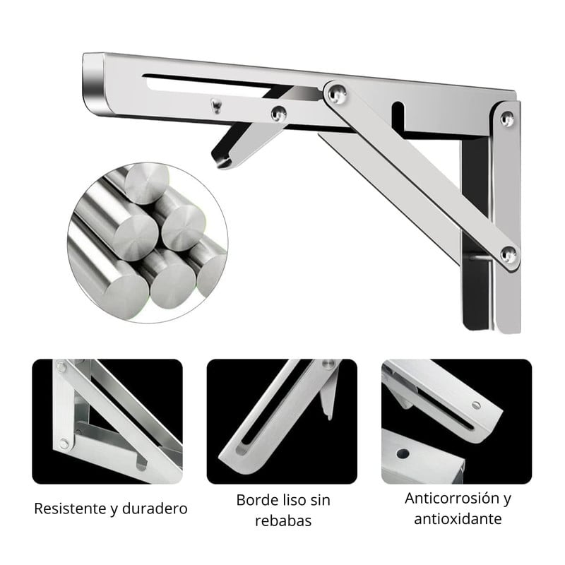 PACK 4 REPISA PENTHA SOPORTE ÁNGULO PLEGABLE PUSH 30CM METAL - 4