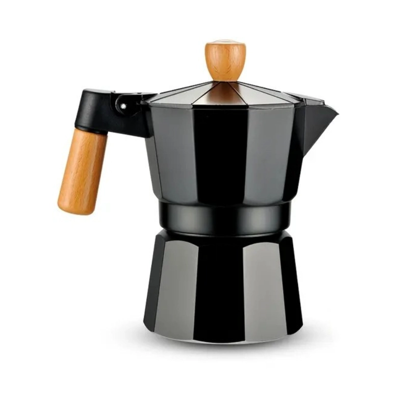 CAFETERA MOKA ITALIANA 3 TAZAS - 150ML NEGRO ELEGANTE - 1